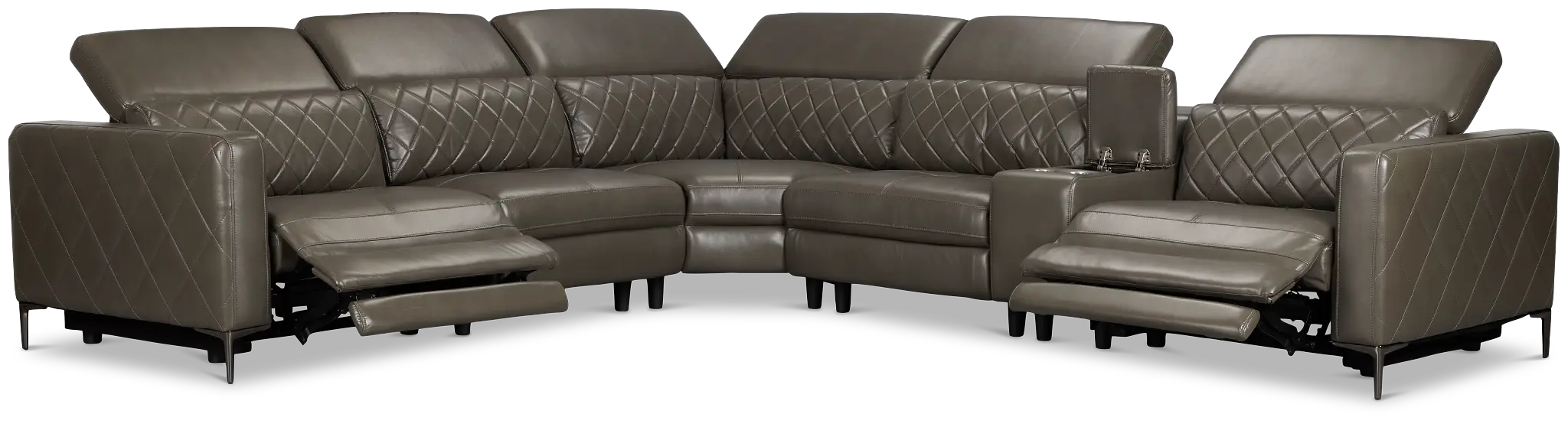 Ava Dark Gray Micro Medium Dual Power 2-arm Reclining Sectional Ava Dark Gray Micro Medium Dual Power 2-arm Reclining Sectional