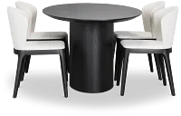 Nomad Black 78" Oval Table & 4 Light Beige Chairs W/ Black Legs