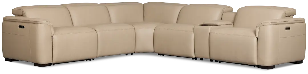 Flexsteel Brodie Taupe Lthr/vinyl Medium Triple Power 2-arm Sectional Flexsteel Brodie Taupe Lthr/vinyl Medium Triple Power 2-arm Sectional