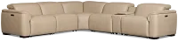 Flexsteel Brodie Taupe Lthr/vinyl Medium Triple Power 2-arm Sectional