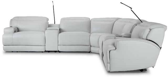 Reign Gray Lthr/vinyl Large Triple Power Reclining Two-arm Sectional