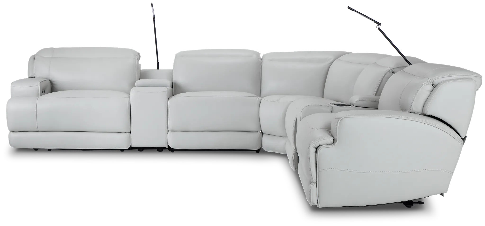 Reign Gray Lthr/vinyl Large Triple Power Reclining Two-arm Sectional