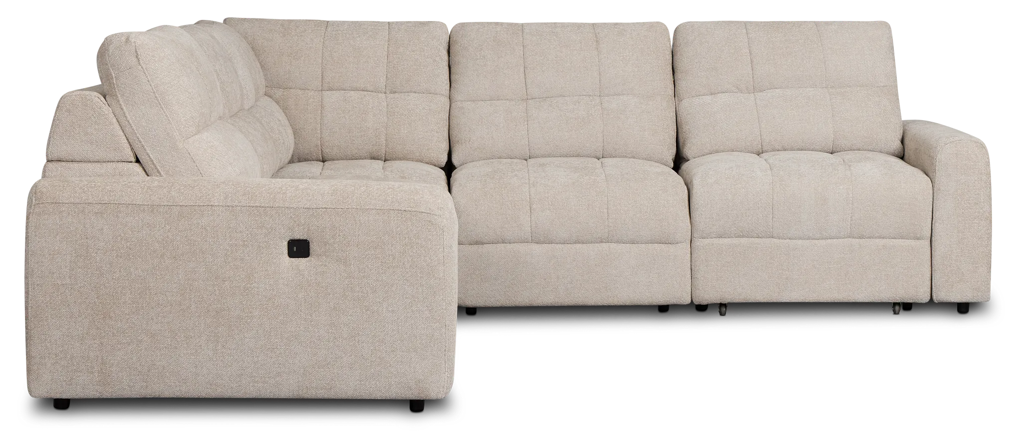 Hendrix Light Taupe Fabric Small Two Arm Power Extension Chaise Sectional