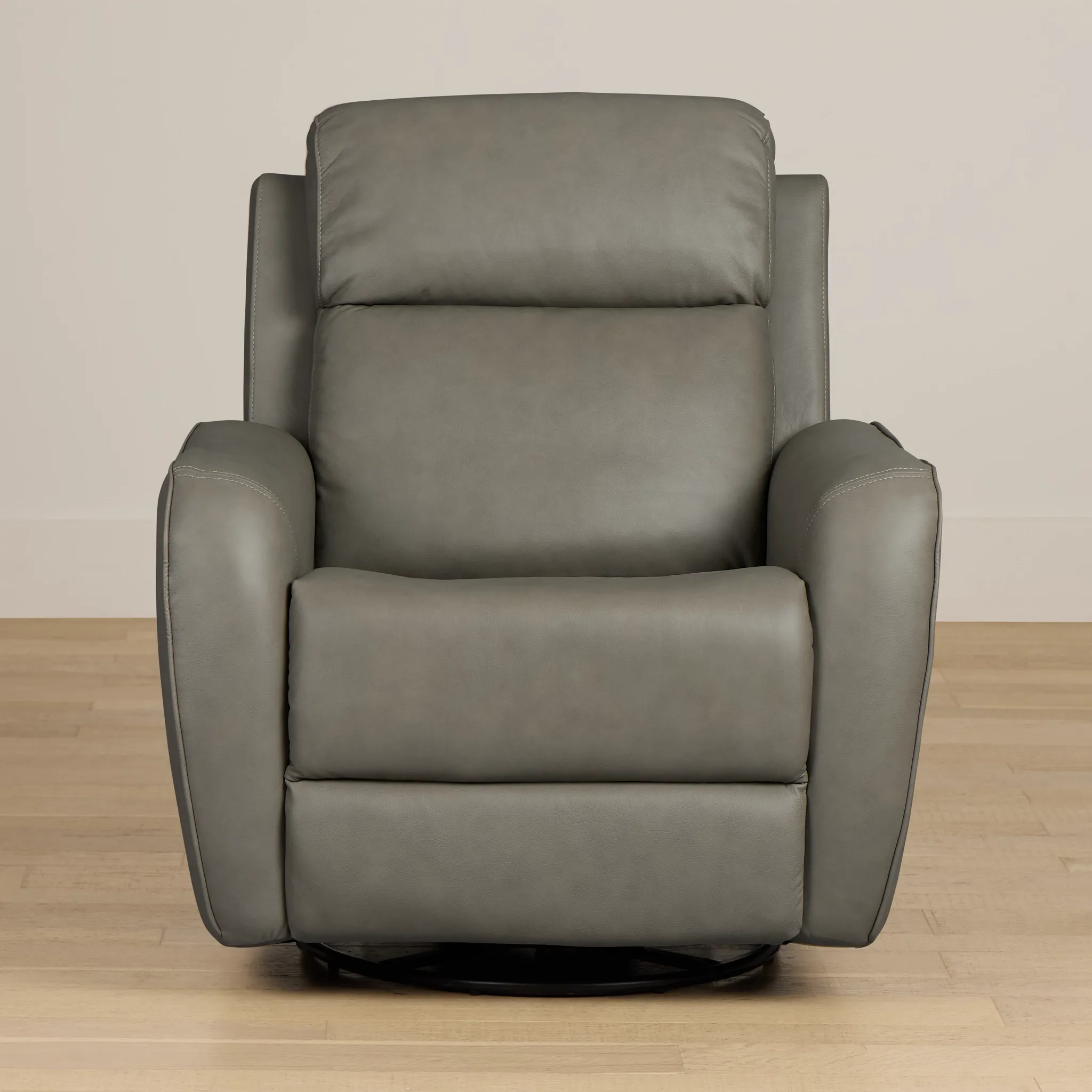 Julian Light Gray Lthr/vinyl Power Swivel Glider Recliner