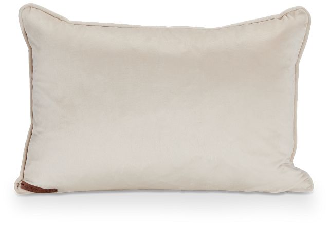 Lara Beige Velvet Lumbar Accent Pillow