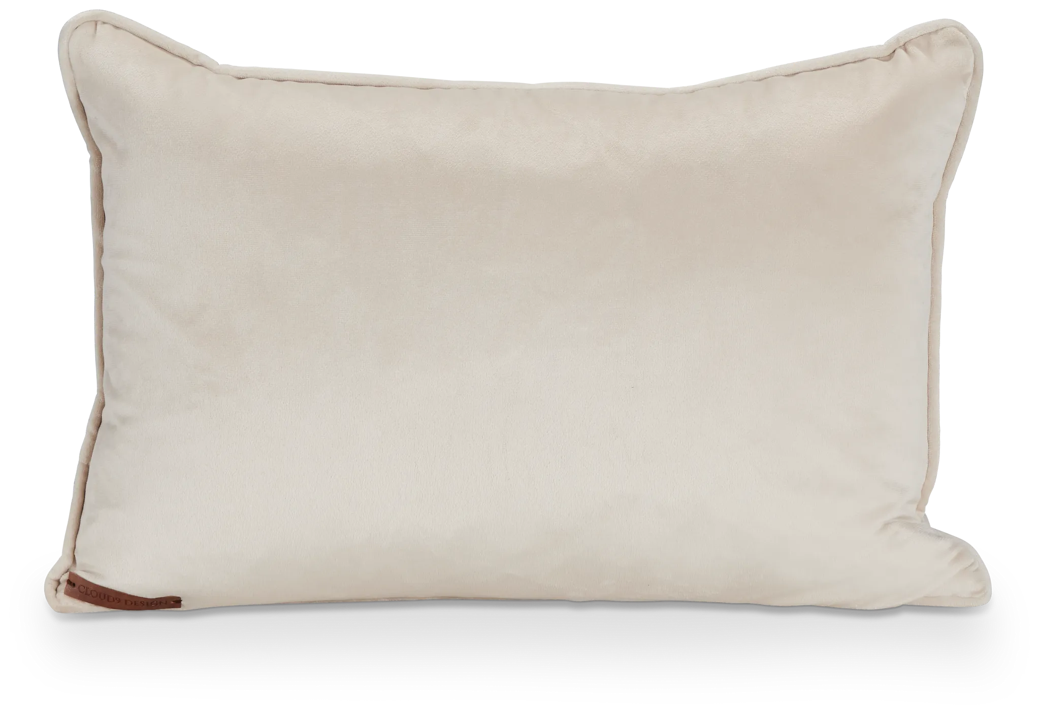 Lara Beige Velvet Lumbar Accent Pillow