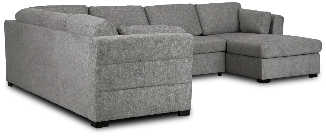 Amber Dark Gray Fabric Large Right Chaise Storage Sleeper Sectional