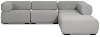 Celeste Light Gray Fabric 5-piece Right Facing Bumper Sectional