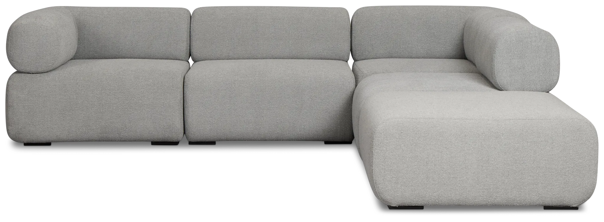 Celeste Light Gray Fabric 5-piece Right Facing Bumper Sectional