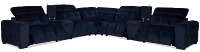 Gemma Navy Velvet Large Triple Power Reclining Two-arm Sectional