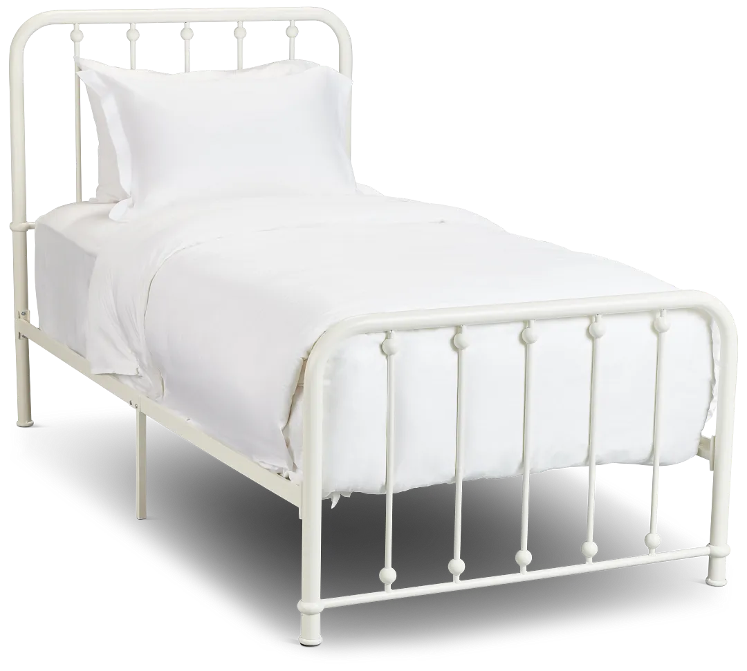 Rory White Metal Panel Bed