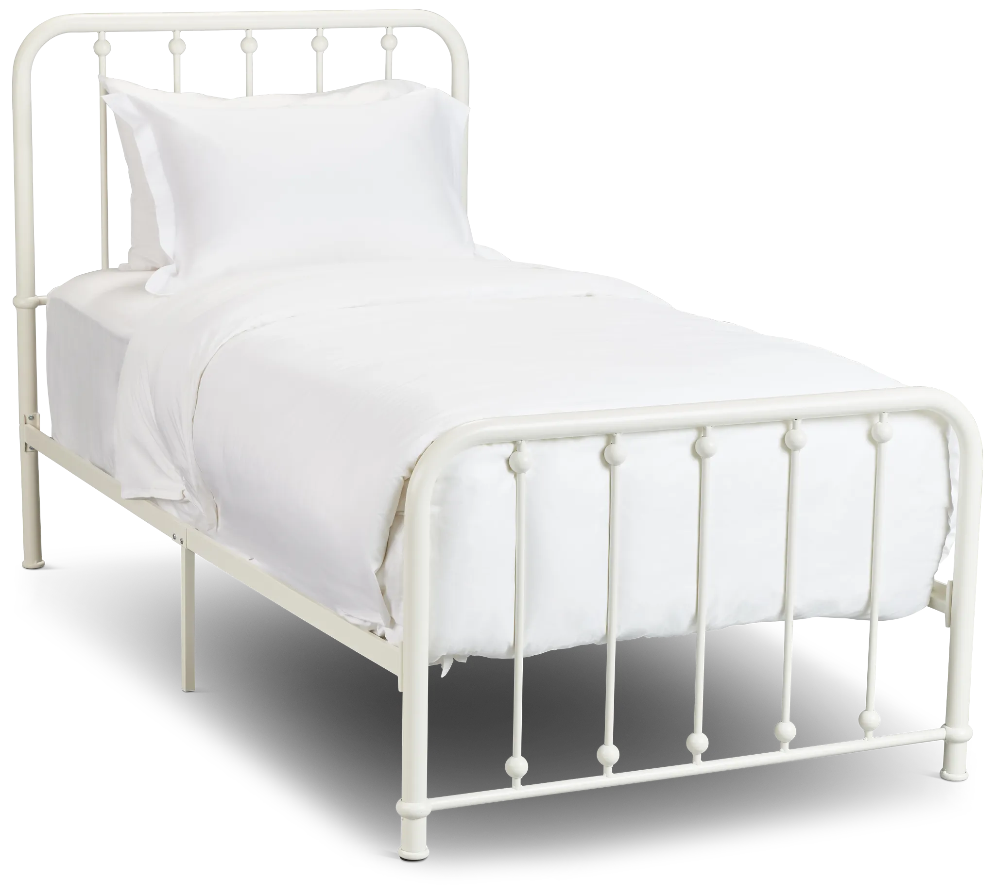 Rory White Metal Panel Bed