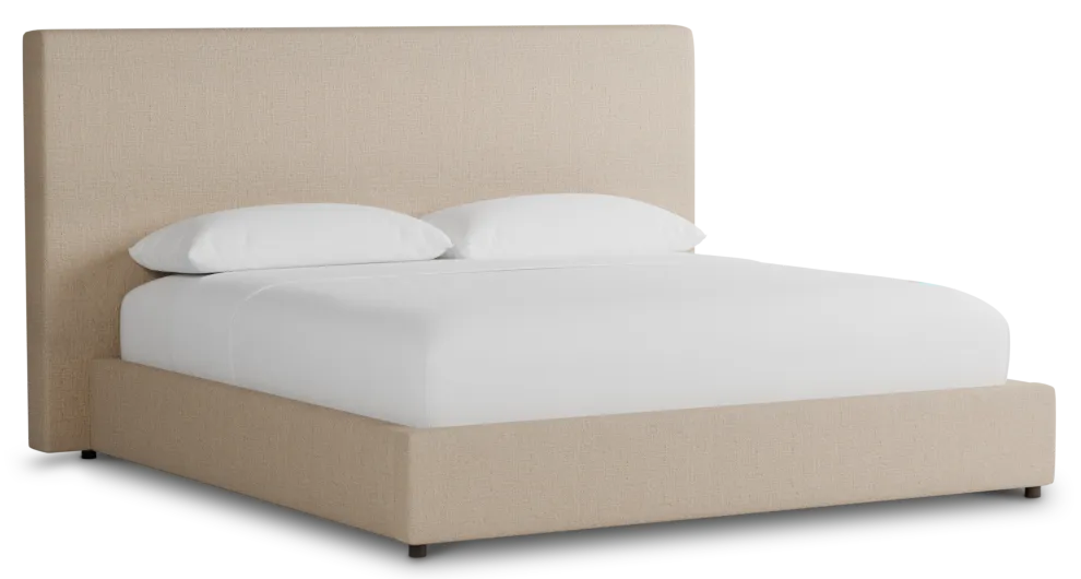 Grayton Linen Beige 54" Upholstered Platform Bed