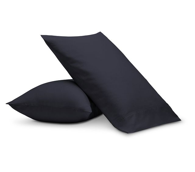 Rest & Renew Organic Cotton Dark Blue 300 Thread Set Of 2 Pillowcases