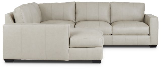 Dawkins Taupe Leather Medium Left Chaise Sectional