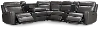 Benji Dark Gray Lthr/vinyl Large Triple Power Reclining Two-arm Sectional
