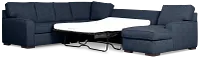 Sinclair Dark Blue Fabric Righ Chaise Cooling Memory Foam Sleeper Sectional