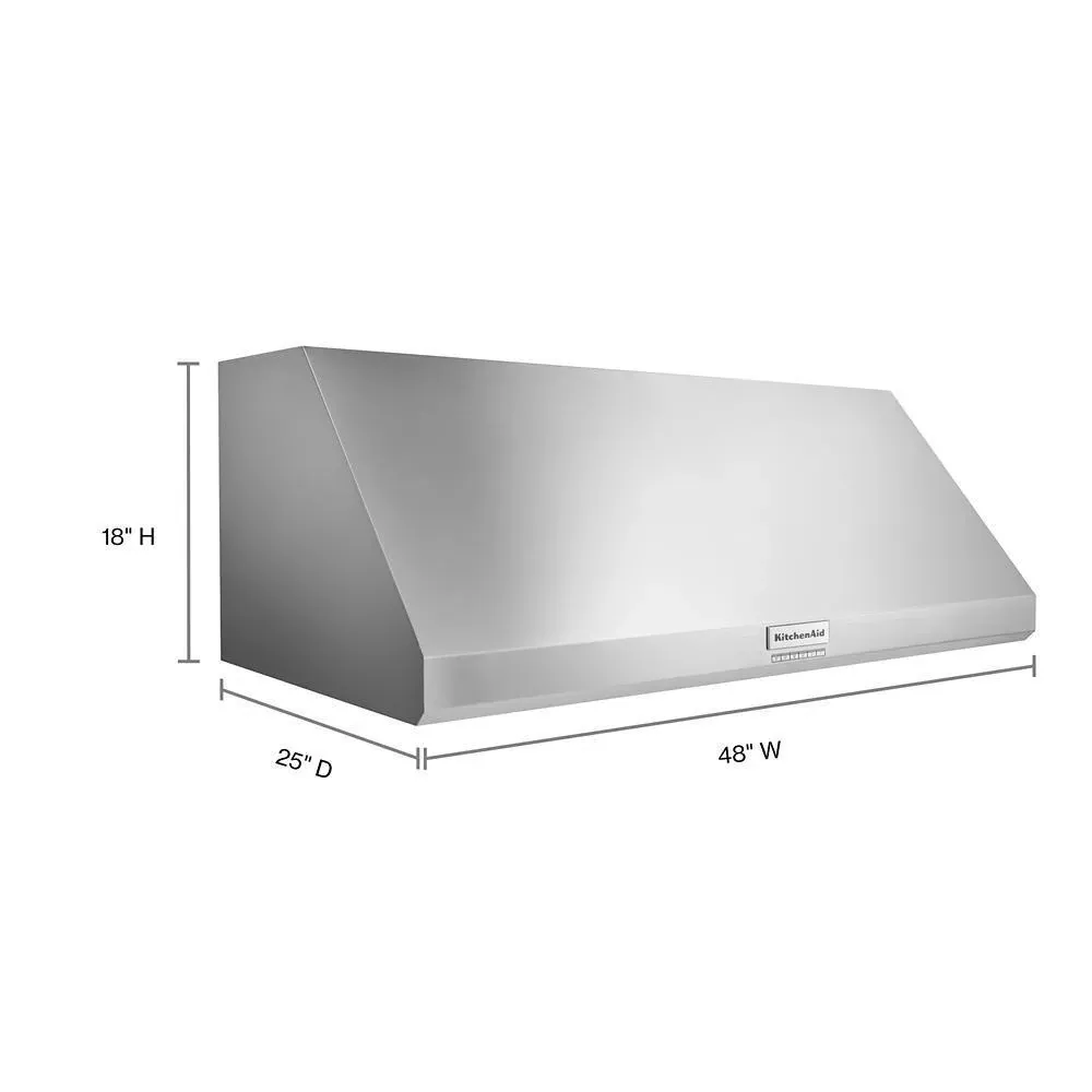 Kitchenaid 908 Series Stainless Steel 48" Commercial Style Wall Hood