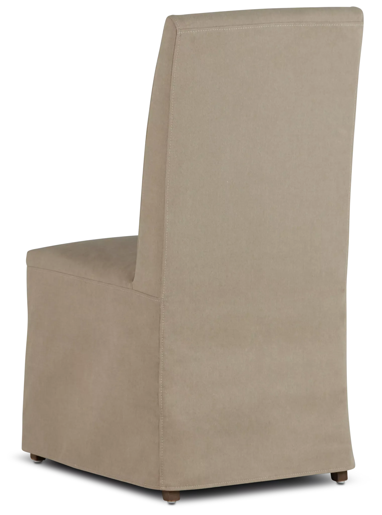 Destination Beige Long Slipcover Chair With Medium-tone Leg