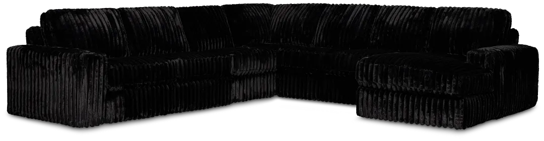 Teddy Black Fabric Large Right Chaise Sectional