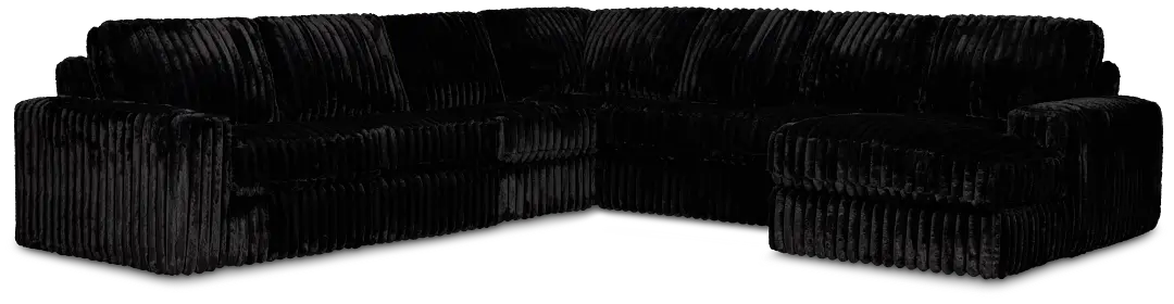 Teddy Black Fabric Large Right Chaise Sectional Teddy Black Fabric Large Right Chaise Sectional