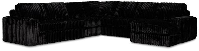 Teddy Black Fabric Large Right Chaise Sectional