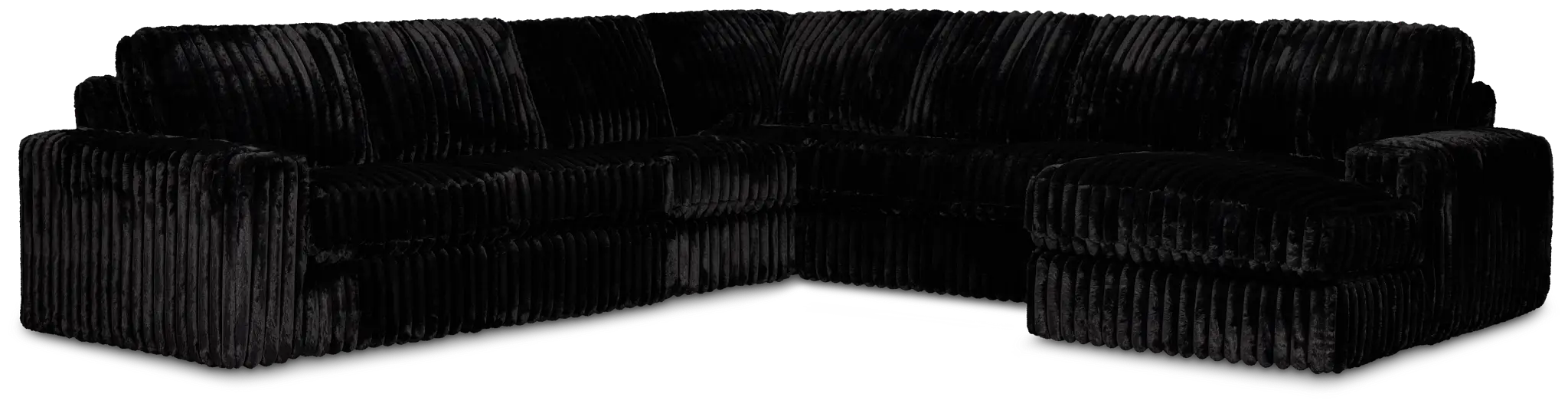 Teddy Black Fabric Large Right Chaise Sectional Teddy Black Fabric Large Right Chaise Sectional