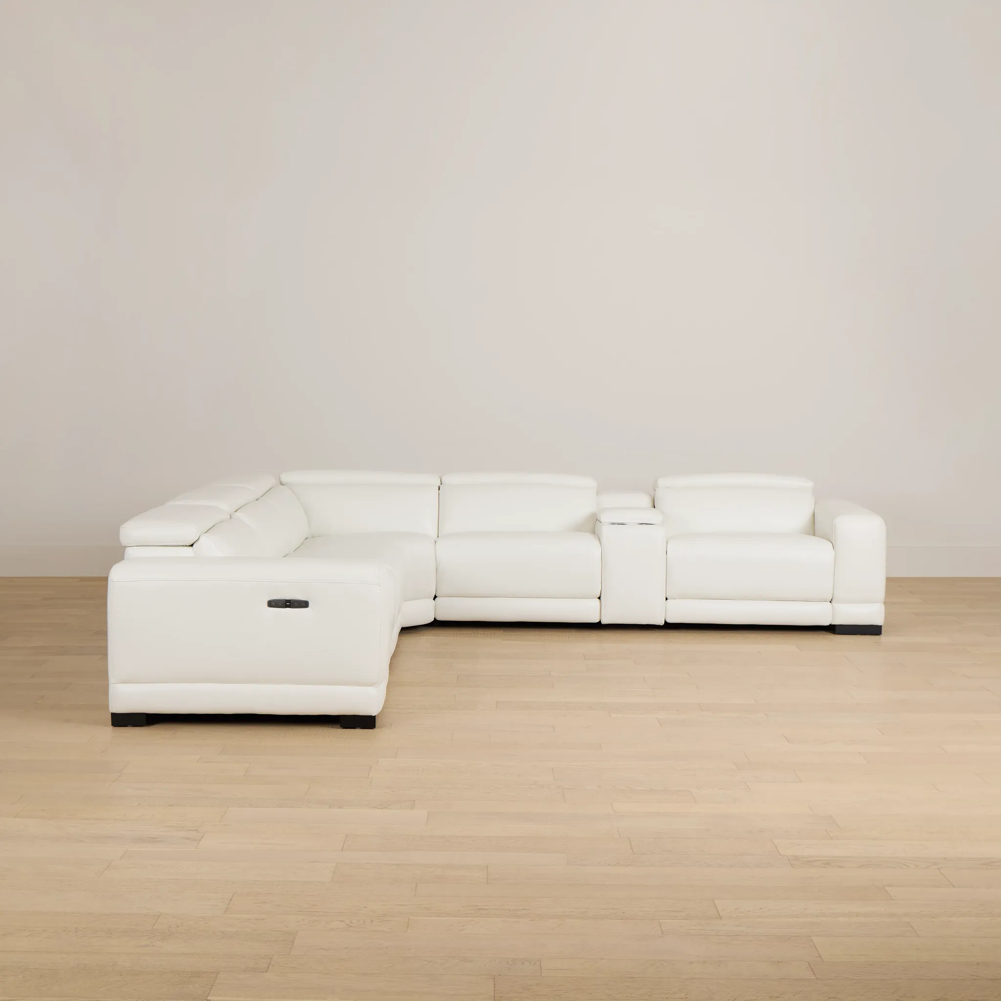 Lombardy White Micro Medium Dual Power 2-arm Reclining Sectional