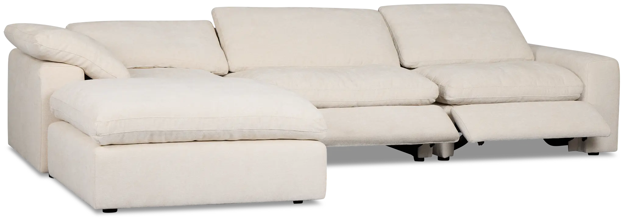 Drift Light Beige Fabric Small Dual Power Left Bumper Sectional Drift Light Beige Fabric Small Dual Power Left Bumper Sectional