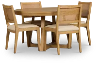 Pacific Light Tone Round Table & 4 Upholstered Chairs