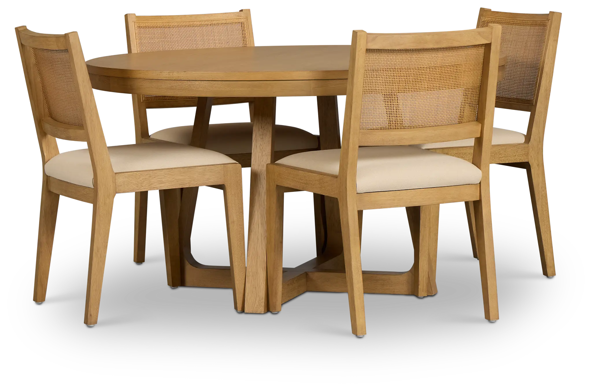 Pacific Light Tone Round Table & 4 Upholstered Chairs Pacific Light Tone Round Table & 4 Upholstered Chairs