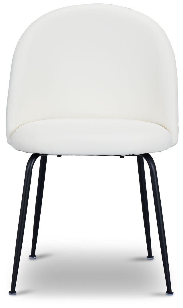 Capri White Micro Upholstered Side Chair W/ Black Legs