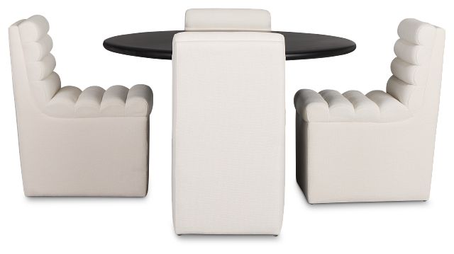 Soho Black Round Table & 4 Upholstered Chairs