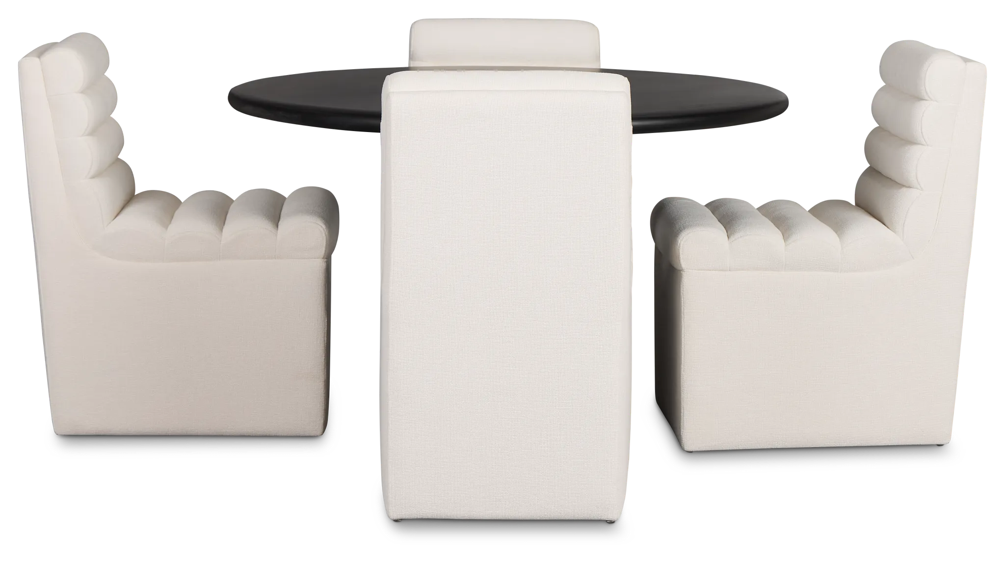 Soho Black Round Table & 4 Upholstered Chairs