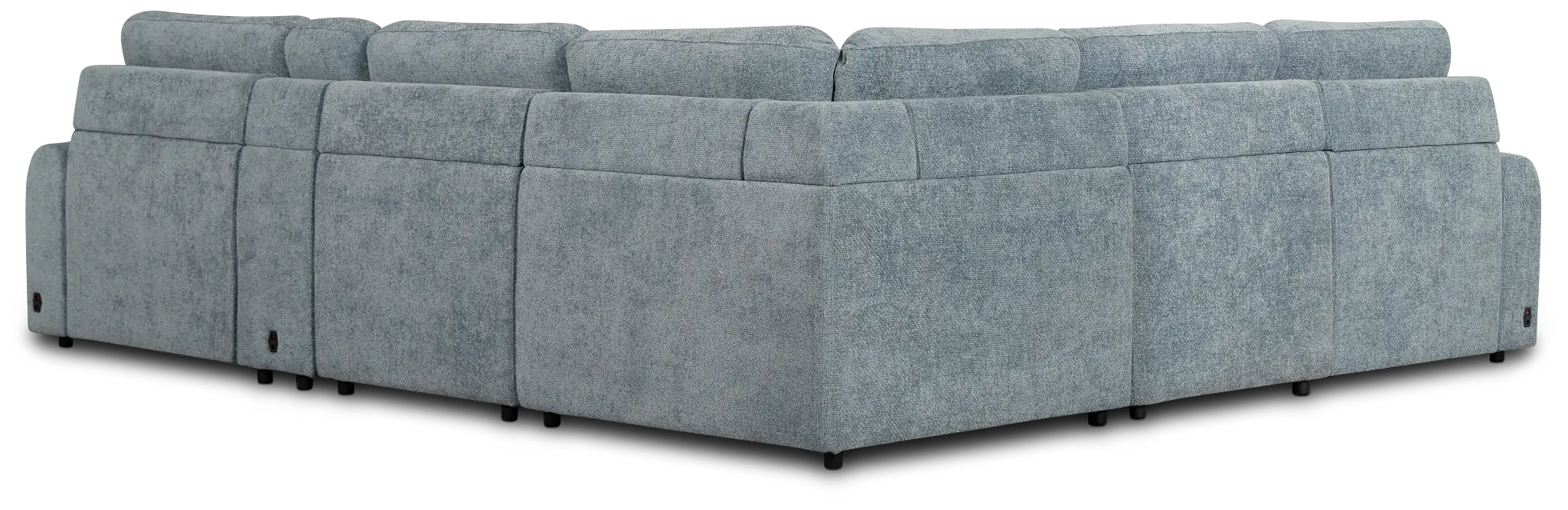 Hendrix Light Blue Fabric Medium Dual Power 2 Arm Extension Chaise Sectional Hendrix Light Blue Fabric Medium Dual Power 2 Arm Extension Chaise Sectional