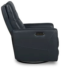 Izzy Dark Blue Lthr/vinyl Power Swivel Glider Recliner