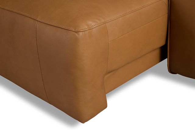 Rudy Brown Lthr/vinyl Small Two Arm Power Extension Chaise Sectional