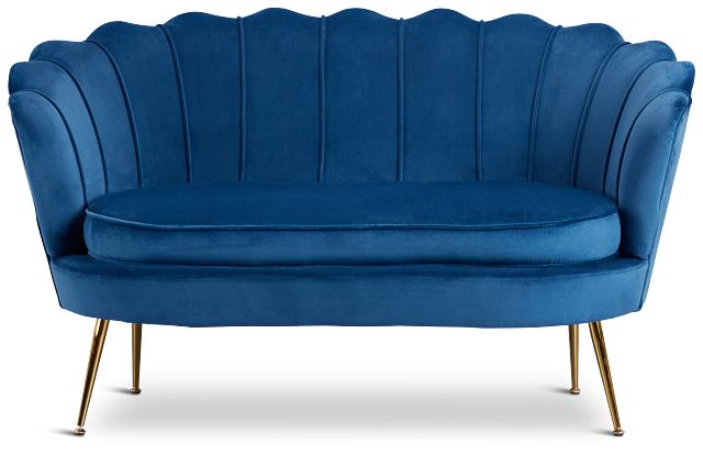 Lily Dark Blue Velvet Loveseat