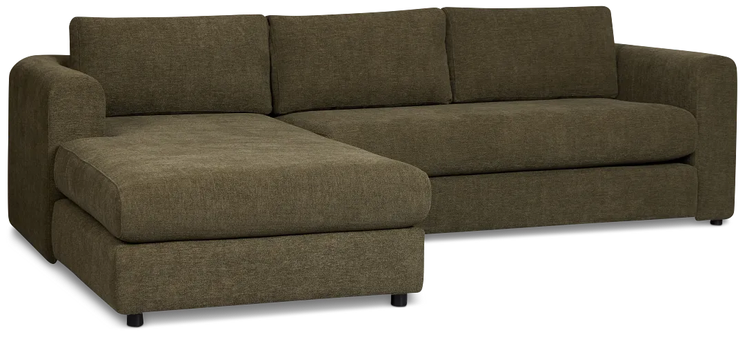 Alma Dark Green Fabric Left Chaise Sectional