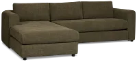 Alma Dark Green Fabric Left Chaise Sectional