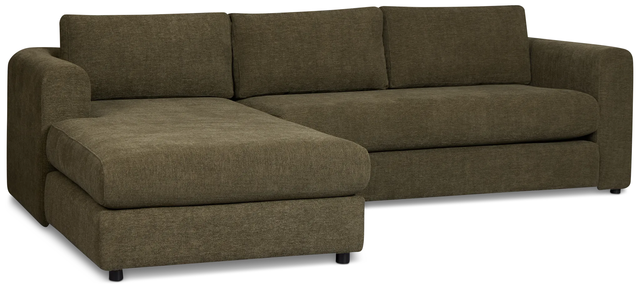 Alma Dark Green Fabric Left Chaise Sectional