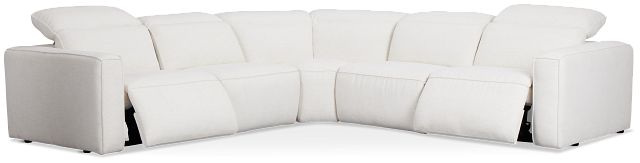 Ryland White Fabric Small Two-arm Power Reclining Sectional