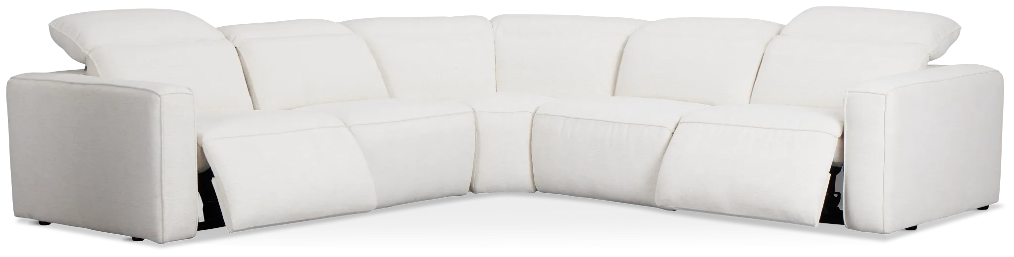 Ryland White Fabric Small Two-arm Power Reclining Sectional