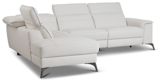 Pearson White Leather Left Bumper Sectional