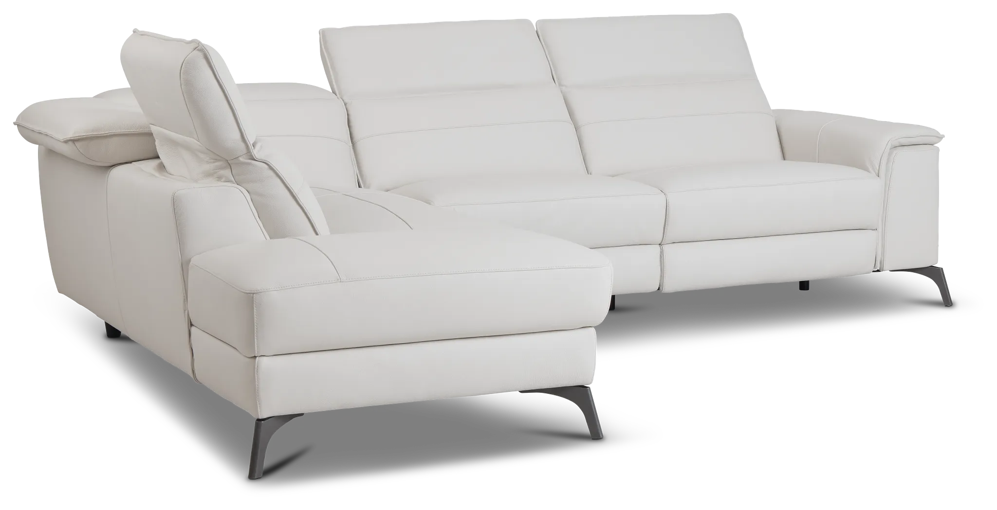Pearson White Leather Left Bumper Sectional