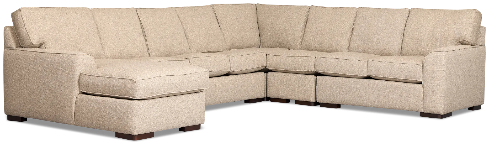 Sinclair Brown Fabric Left Chaise Memory Foam Sleeper Sectional