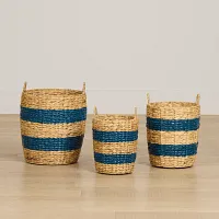Maddie Set Of 3 Stripe Basket