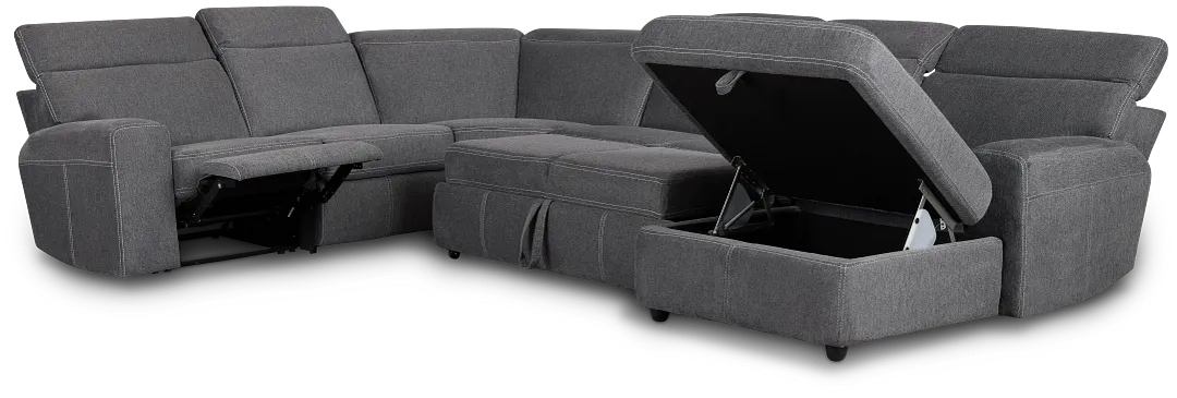 Callum Dark Gray Storage Small Right Reclining Chaise Sleeper Sectional
