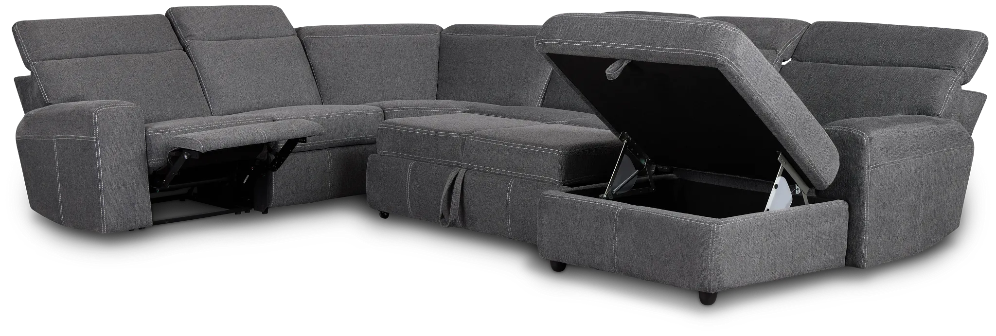 Callum Dark Gray Storage Small Right Reclining Chaise Sleeper Sectional