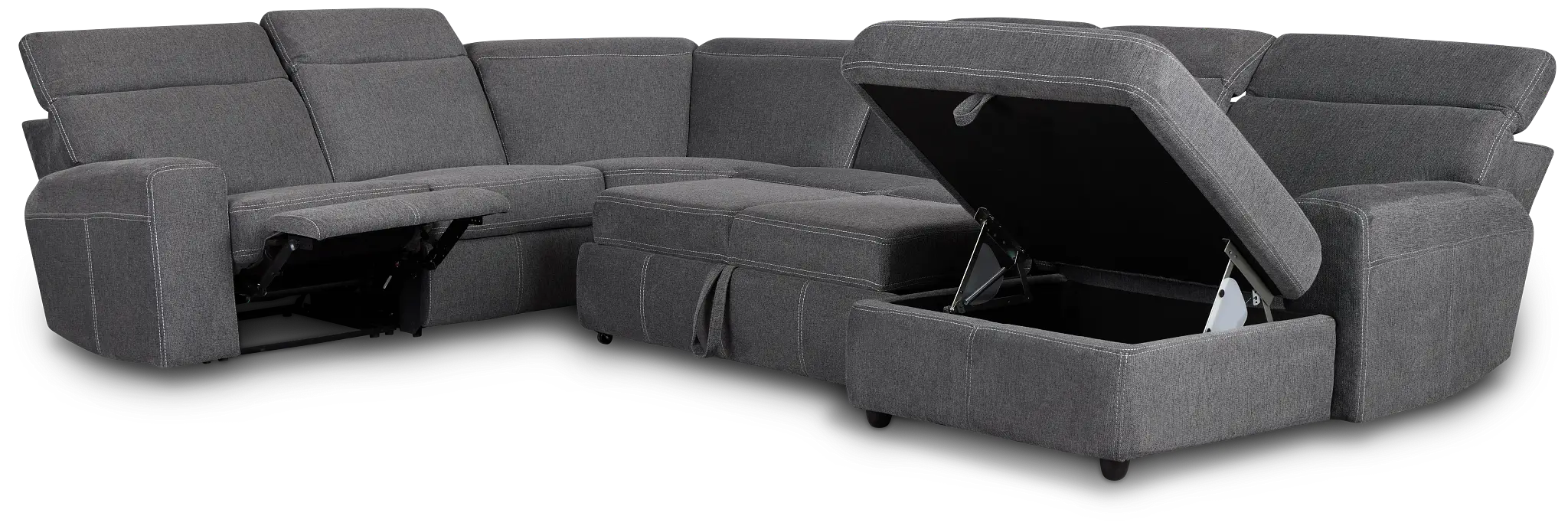 Callum Dark Gray Storage Small Right Reclining Chaise Sleeper Sectional Callum Dark Gray Storage Small Right Reclining Chaise Sleeper Sectional